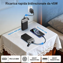 Carica l'immagine nel visualizzatore di Gallery, NOBIS Power Bank 20000mAh 45W Caricatore Portatile con Cavo C-C Staccabile