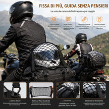 Carica l'immagine nel visualizzatore di Gallery, Rete Elastica per Casco Moto 30x30 cm, Portabagagli con 4 Ganci per Moto Bicicletta Scooter Auto, Rete Porta Casco e Bag