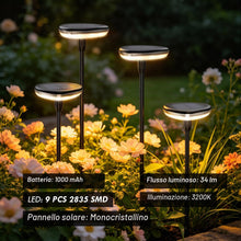 Carica l'immagine nel visualizzatore di Gallery, Luci Solari da Giardino 4 Pezzi Luci da Esterno Giardino 1000mAh lampade solari da giardino 34 lumen IP65 luce solare gi