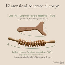 Carica l'immagine nel visualizzatore di Gallery, Set in Legno per Maderoterapia Corpo con Rullo Curvo e Gua Sha, Massaggio Anticellulite per Gambe, Glutei, Addome, Bracc