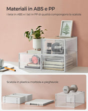 Carica l'immagine nel visualizzatore di Gallery, SONGMICS Scatole per Scarpe, Contenitori per Scarpe, Organizzatori Portascarpe Pieghevoli e Impilabili, Fino alla Taglia 43, Set di 12, Trasparente e Bianco Nuvola LSP066W12