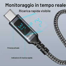 Carica l'immagine nel visualizzatore di Gallery, Cavo USB Type-C,1M USB 3.0 10Gbps USBC Ricarica Rapida with LED Display