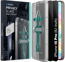 Carica l'immagine nel visualizzatore di Gallery, Deppa [2 Pezzi Pellicola Privacy per iPhone 15 Pro (6.1") | Vetro Temperato Anti-Spia 9H | Copertura Totale | Anti Graff