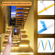 Carica l'immagine nel visualizzatore di Gallery, Striscia LED COB da 5 m, dimmerabile, 24 V, flessibile, con telecomando e alimentatore, CRI92, larghezza 8 mm, per decor