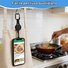 Carica l'immagine nel visualizzatore di Gallery, Cordino Retrattile per Cellulare con Gancio e Patch Antiscivolo, Laccetto Regolabile e Sicuro per Telefono, Ideale per S