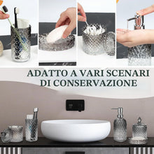 Carica l'immagine nel visualizzatore di Gallery, Set di accessori da bagno, 5 pezzi in vetro sfumato set completo, accessori da bagno in vetro con dispenser di sapone, portasapone, portaspazzolino, supporto Qtip