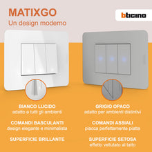 Carica l'immagine nel visualizzatore di Gallery, BTICINO MatixGO Comando illuminazione Ottimizzato per luce led 1 modulo Bianco SJW4005F Pulsante basculante 1P NO 10A, 2