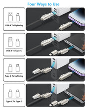 Carica l'immagine nel visualizzatore di Gallery, RAVIAD Multi Cavo di Ricarica [1M] 4 in 1 Multiplo Cavetto 60W PD con USB C