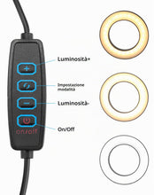Carica l'immagine nel visualizzatore di Gallery, QWORK® Supporto per Telefono con Anello Luminoso, Telefono Morsetto per Montaggio su scrivania, per Streaming Live, Regi