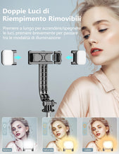 Carica l'immagine nel visualizzatore di Gallery, Bastone Selfie Treppiede Migliorato- 2 Luce di Riempimento, 114 CM Selfie Stick Treppiede per Telefono Extra Lungo con T