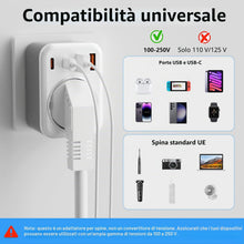 Carica l'immagine nel visualizzatore di Gallery, Adattatore presa Inglese da Viaggio, 5 in 1 Adattatore da Viaggio UK,con 2 USB A e 2 USB C, 3250W, Adattatore Tipo G per