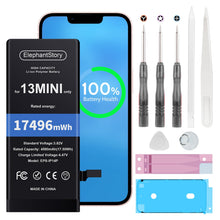 Carica l'immagine nel visualizzatore di Gallery, Elephantstory Batteria per Phone 13 Mini, 4580mAh e Kit di Riparazione