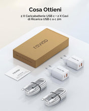 Carica l'immagine nel visualizzatore di Gallery, RAVIAD 20W Caricatore USB C 2Pezzi Caricabatteria Tipo C 2 Porte USBA+USBC