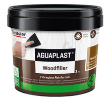 Carica l'immagine nel visualizzatore di Gallery, Stucco per Legno Pronto all’Uso – Aguaplast Woodfiller Colore Noce Scuro 1 kg - Fibrorinforzato – Riempitivo per Buchi e