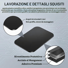 Carica l'immagine nel visualizzatore di Gallery, 4 Pezzi Calamita per Cellulare Auto, Piastre Metalliche Adesive (2 Rettangolari e 2 Rotonde), Calamita Adesiva Sottile p