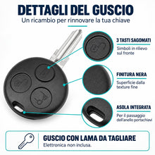 Carica l'immagine nel visualizzatore di Gallery, Guscio Ricambio Chiave Auto Telecomando con LAMA Compatibile con Smart ForTwo 450 Roadster Crossblade City Coupe City Ca