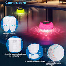 Carica l'immagine nel visualizzatore di Gallery, Galleggiante cloro con luce solare e termometro, dispenser galleggiante con telecomando regolabile per piscine, stagni, 