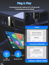 Carica l'immagine nel visualizzatore di Gallery, Adattatore CarPlay Wireless 2026, USB/Type-C, Connessione Rapida, iOS 12+