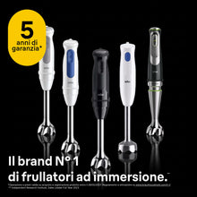 Carica l'immagine nel visualizzatore di Gallery, Braun Frullatore a Immersione MQ10.001PWH + Bicchiere graduato 600ml, 5 ANNI DI ASSISTENZA, Leggero, Sistema EasyTwist p