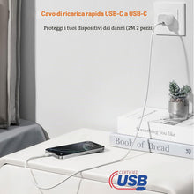Carica l'immagine nel visualizzatore di Gallery, Cavo da USB C a USB C, 2 m, per iPhone, cavo di ricarica rapida per iPhone 18 Pro Max/17Air/17e/16/15 Plus/16E/Duo, cavo