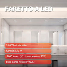 Carica l'immagine nel visualizzatore di Gallery, PILA Faretto LED da incasso a soffitto con diametro di 225 mm e altezza di 3,5 cm, luce bianca neutra (4000 K), 20 W, 20