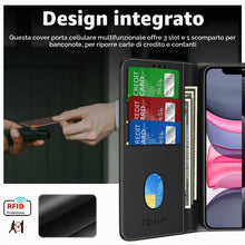 Carica l'immagine nel visualizzatore di Gallery, Cover per iPhone 11 Custodia a Libro in Pelle,Nero