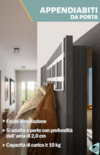 Carica l'immagine nel visualizzatore di Gallery, Menz Appendiabiti da porta, inox - attaccapanni da porta bianco, salvaspazio - appendini da porta, ganci appendiabiti da
