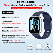 Carica l'immagine nel visualizzatore di Gallery, BDIG Cinturino Compatibile con Xiaomi Watch Xiaomi Redmi Watch 5 Active/5 Lite Bracciale,6 Pezzi Morbidi Bracciali Sport