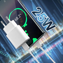 Carica l'immagine nel visualizzatore di Gallery, 25W Caricatore USB C Rapido Caricabatterie per Samsung Galaxy S24, S24+, S23, S22 Ultra, S21, S20, A54, A53, A14, Fold5/