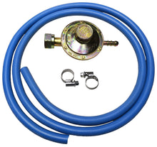 Carica l'immagine nel visualizzatore di Gallery, Kit regolatore bassa pressione per cucine stufe e barbecue gas + 2 mt di tubo + 2 fascette e CHIAVE IN OMAGGIO - Made in