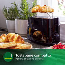Carica l'immagine nel visualizzatore di Gallery, Philips Daily Collection Tostapane 2 Fette, 8 Impostazioni, 830W, Nero