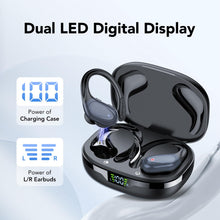 Carica l'immagine nel visualizzatore di Gallery, Cuffie Bluetooth, Sport Auricolari Bluetooth 5.3 con Gancio per Orecchio, 60H con Indicatore LED per Cassa di Ricarica, 