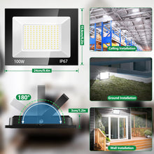 Carica l'immagine nel visualizzatore di Gallery, 100W Faretto LED da Esterno , Faro LED da Esterno 10000LM 7000K Faretti LED, 144 Chips IP67 Impermeabile Super Luminoso 