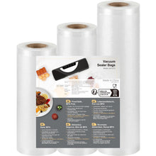 Carica l'immagine nel visualizzatore di Gallery, Sacchetti Sottovuoto Alimenti 3 Rotoli 20/25/28x300cm, Senza BPA