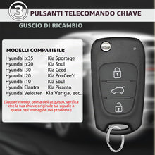 Carica l'immagine nel visualizzatore di Gallery, 2 Pezzi Guscio Chiave Compatibile con Hyundai ix35 ix20 i30 i20 i10 e Kia Sportage Soul Ceed Rio Picanto Venga 3 Tasti T