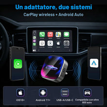 Carica l'immagine nel visualizzatore di Gallery, Adattatore Wireless 2 in 1 per CarPlay &amp; Android Auto, Type-C/USB