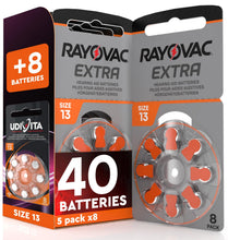 Carica l'immagine nel visualizzatore di Gallery, 40 Batterie per Apparecchi Acustici 13 Rayovac Extra + 8 Udivita