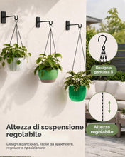Carica l'immagine nel visualizzatore di Gallery, Bamworld Set di 3 Catenelle da 45 cm Nere per Sospensione, per Vasi da Appendere, Portavasi da Interno e Portapiante, Us