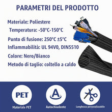 Carica l'immagine nel visualizzatore di Gallery, Flintronic 3 m(φ13mm-25mm) Guaina Cavi Self-closing, Flessibile Guaina Cavi Intrecciata, Tagliabile Nascondi Guaine, per