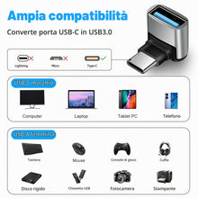 Carica l'immagine nel visualizzatore di Gallery, 2 adattatori C a USB 3.1 (angolo di 90 gradi), convertitore da USB-C a USB-A, adattatore OTG per MacBook Pro 2019/2018, 