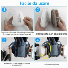 Carica l'immagine nel visualizzatore di Gallery, 6001 Filtri per Respiratore in Carbone Attivo Abito, Con 80 Filtri in Cotone, 4 Filtri e 4 Tappi, Organic Vapor 6001 Car