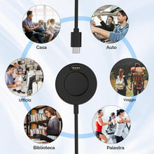 Carica l'immagine nel visualizzatore di Gallery, Caricatore compatibile con orologio Garmin, Cavo USB-C, Nero
