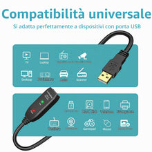 Carica l'immagine nel visualizzatore di Gallery, Cavo di prolunga USB da 5 m, 10 m, 15 m, 20 m, USB 2.0, ripetitore attivo, da maschio A a femmina A, cavi lunghi con amp