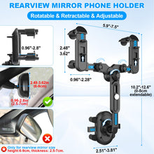 Carica l'immagine nel visualizzatore di Gallery, Sweetone Supporto per Telefono Specchietto Retrovisore Auto, Porta Cellulare 360° Girevole Retrattile, Multifunzionale S