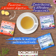 Carica l'immagine nel visualizzatore di Gallery, Bonomelli Tisana Probiotica Sgonfiante, Confezione da 10 Filtri, con Finocchio, Anice e Carvi, Integratore Alimentare, F