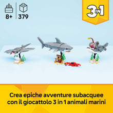 Carica l'immagine nel visualizzatore di Gallery, LEGO Creator 3 in 1 Squalo con scrigno del tesoro 31381