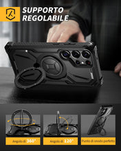 Carica l'immagine nel visualizzatore di Gallery, Lanhiem Cover per Samsung S23 Ultra, 14FT Antiurto, 360° Supporto, Nero