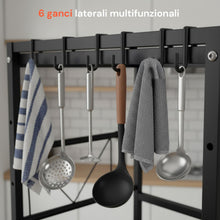 Carica l'immagine nel visualizzatore di Gallery, Avilia Scaffale Cucina Espandibile 3 Ripiani, Porta Microonde con 6 Ganci