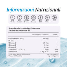 Carica l'immagine nel visualizzatore di Gallery, Omega 3-6-9 Bambini | Vitamina D-E | 30 Gommose | No Gusto Pesce | Novomins