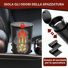 Carica l'immagine nel visualizzatore di Gallery, Pattumiera per Auto con Coperchio, Mini Cestino Auto con 8 Rotoli Sacchetti, Impermeabile Antiodore Leakproof Portatile,